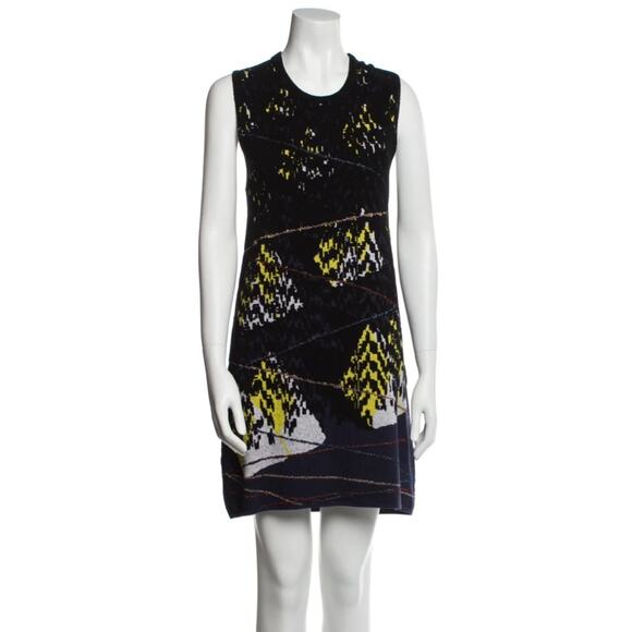 KENZO Jacquard Knit Sleeveless Dress Intarsia Lurex Pyramid Mini Dress, Small - Picture 1 of 9